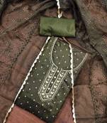 Green Viscose Organza Banarasi Unstitched Dress Material