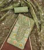 Pista Viscose Organza Position Work Unstitched Dress Material