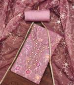 Onion Viscose Organza Position Work Unstitched Dress Material