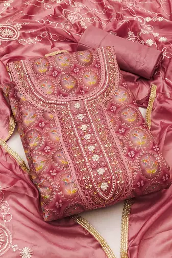 Gajri Viscose Organza Position Work Unstitched Dress Material
