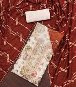 Peach Viscose Organza Position Work Unstitched Dress Material