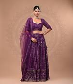 Magenta Sequin Embellished Designer Lehenga Set     Heavy Embroidered Lehenga Choli