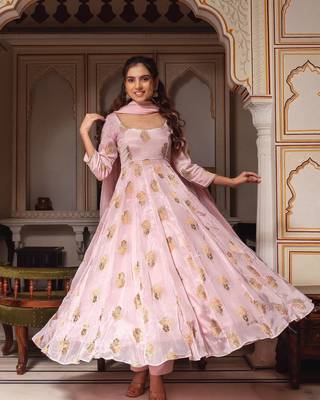 Women's designer gown pant with dupatta sets 3