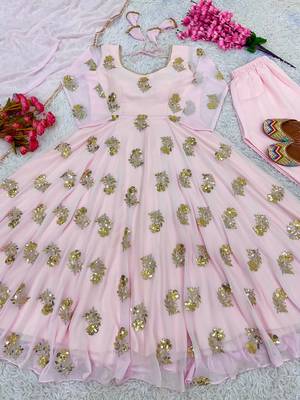 Women's designer gown pant with dupatta sets 5