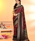 Elora pure soft silk woven designed banarasi saree (maroon)