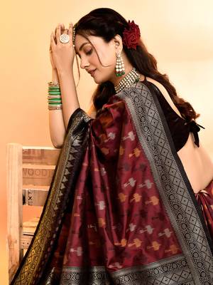 Elora pure soft silk woven designed banarasi saree (maroon) 5