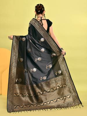 Elora pure soft silk banarasi weaving silk saree (grey) 4