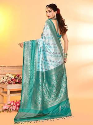 Elora pure soft silk woven designed banarasi saree (sky blue) 4