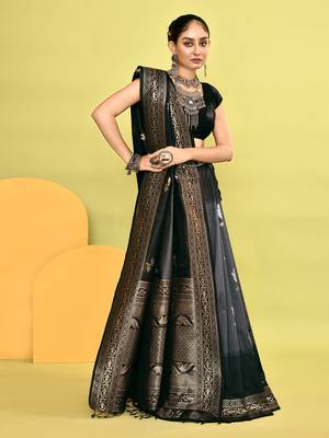 Elora pure soft silk banarasi weaving silk saree (grey) 6