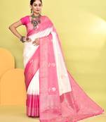 Elora pure soft silk banarasi weaving silk saree (white)