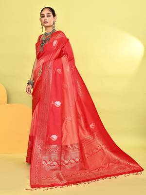 Elora pure soft silk banarasi weaving silk saree (peach) 3