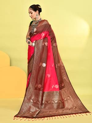 Elora pure soft silk banarasi weaving silk saree (pink) 3