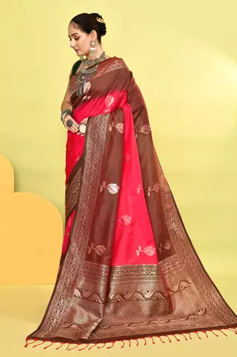 Elora pure soft silk banarasi weaving silk saree (pink)