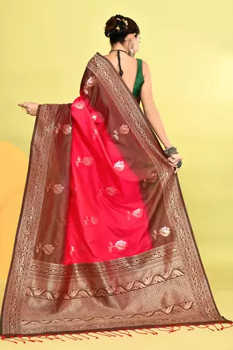 Elora pure soft silk banarasi weaving silk saree (pink)