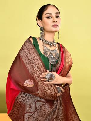 Elora pure soft silk banarasi weaving silk saree (pink) 5
