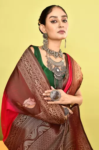 Elora pure soft silk banarasi weaving silk saree (pink)