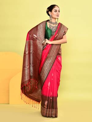 Elora pure soft silk banarasi weaving silk saree (pink) 6