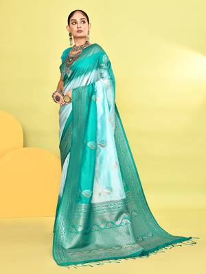 Elora pure soft silk banarasi weaving silk saree (sky blue) 3