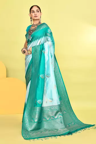 Elora pure soft silk banarasi weaving silk saree (sky blue)