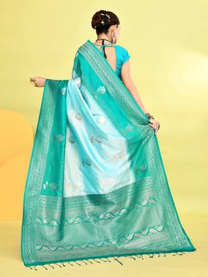 Elora pure soft silk banarasi weaving silk saree (sky blue) 4