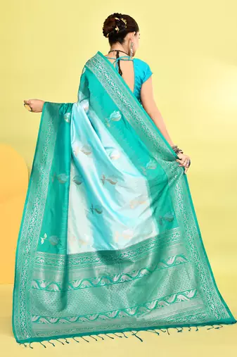 Elora pure soft silk banarasi weaving silk saree (sky blue)