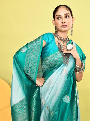 Elora pure soft silk banarasi weaving silk saree (sky blue) 5