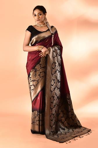 Elora pure banarasi weaving silk saree (maroon)