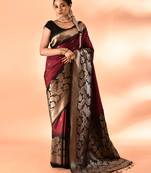 Elora pure banarasi weaving silk saree (maroon)