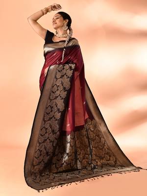 Elora pure banarasi weaving silk saree (maroon) 3