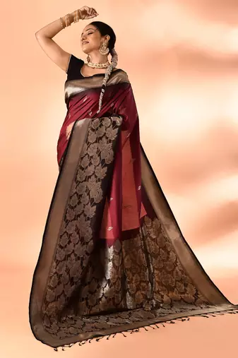 Elora pure banarasi weaving silk saree (maroon)