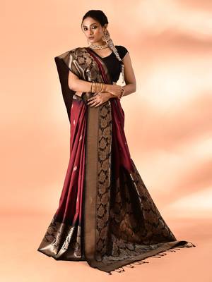 Elora pure banarasi weaving silk saree (maroon) 6