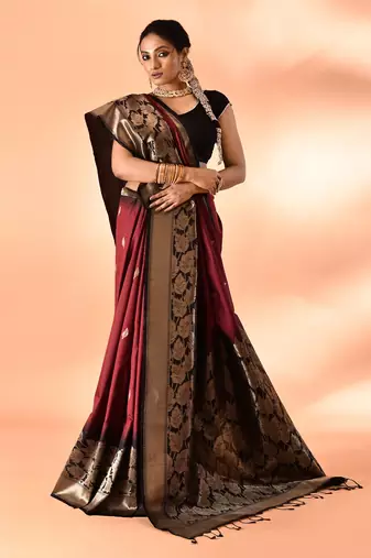 Elora pure banarasi weaving silk saree (maroon)