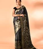 Elora pure banarasi weaving silk saree (grey)