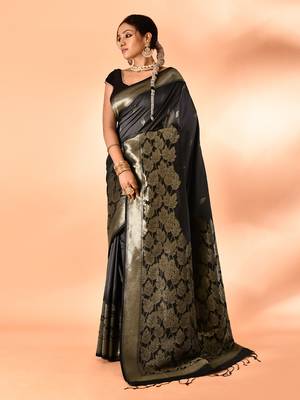 Elora pure banarasi weaving silk saree (grey) 3