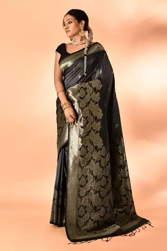 Elora pure banarasi weaving silk saree (grey)