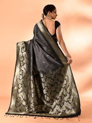 Elora pure banarasi weaving silk saree (grey) 4