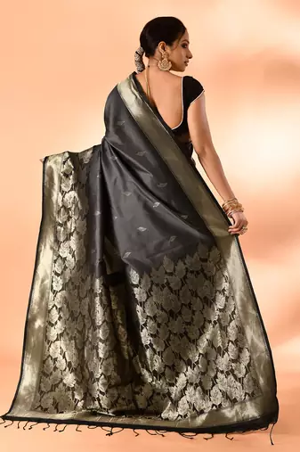 Elora pure banarasi weaving silk saree (grey)