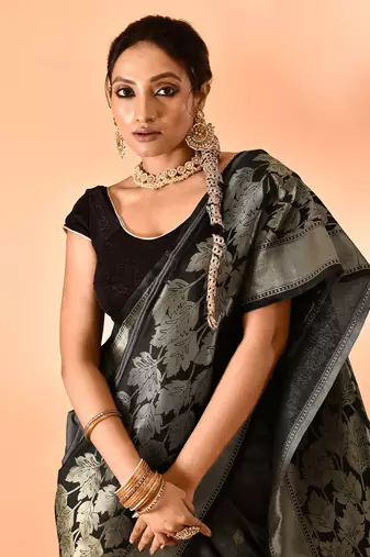 Elora pure banarasi weaving silk saree (grey)