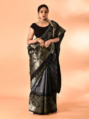 Elora pure banarasi weaving silk saree (grey) 6