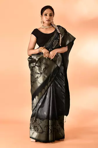 Elora pure banarasi weaving silk saree (grey)