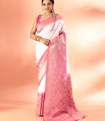 Elora pure banarasi weaving silk saree (white)