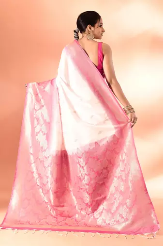 Elora pure banarasi weaving silk saree (white)