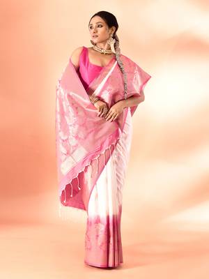 Elora pure banarasi weaving silk saree (white) 6