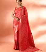 Elora pure banarasi weaving silk saree (peach)