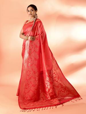 Elora pure banarasi weaving silk saree (peach) 3