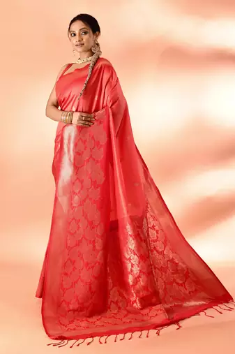 Elora pure banarasi weaving silk saree (peach)