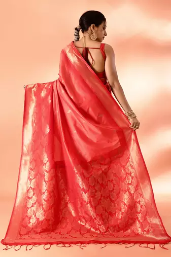 Elora pure banarasi weaving silk saree (peach)