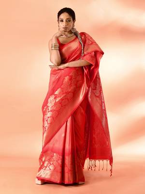 Elora pure banarasi weaving silk saree (peach) 6