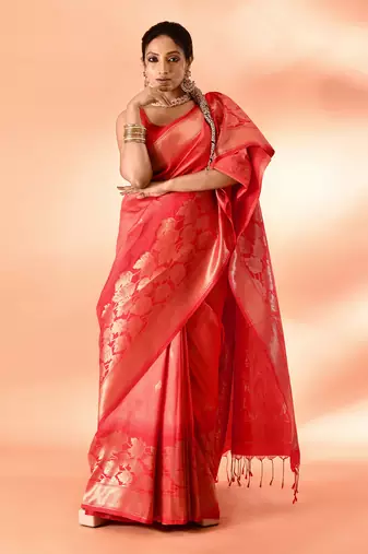 Elora pure banarasi weaving silk saree (peach)
