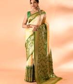 Elora pure banarasi weaving silk saree (light yellow)